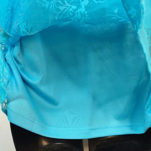 Salon Studio 2 Pieces Set Blue Abstract Floral Button Down Top Blouse Size L - Picture 10 of 13